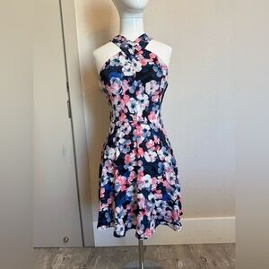 Express Floral Cross-Neck Dress